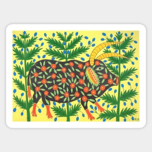 ukrainian bull three years old went walking through the woods and garners strength 1983 - Maria Primachenko Sticker